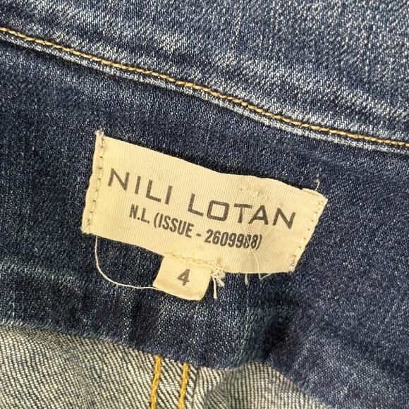 Nili Lotan Cannes Denim Jumpsuit Womens 4 Zip Front Workwear Utility Dark Blue - Picture 3 of 12